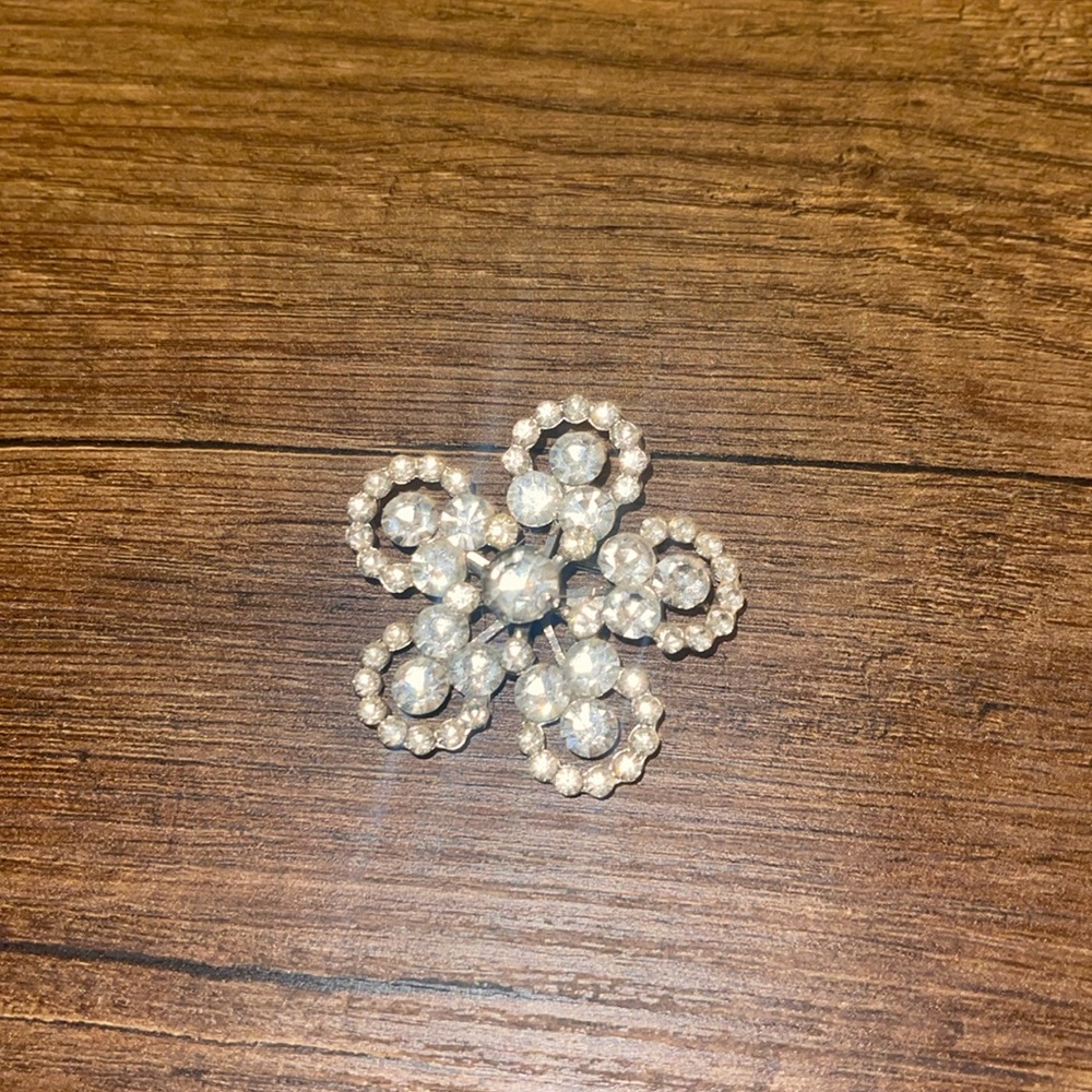 Rhinestone Crystal Floral Brooch